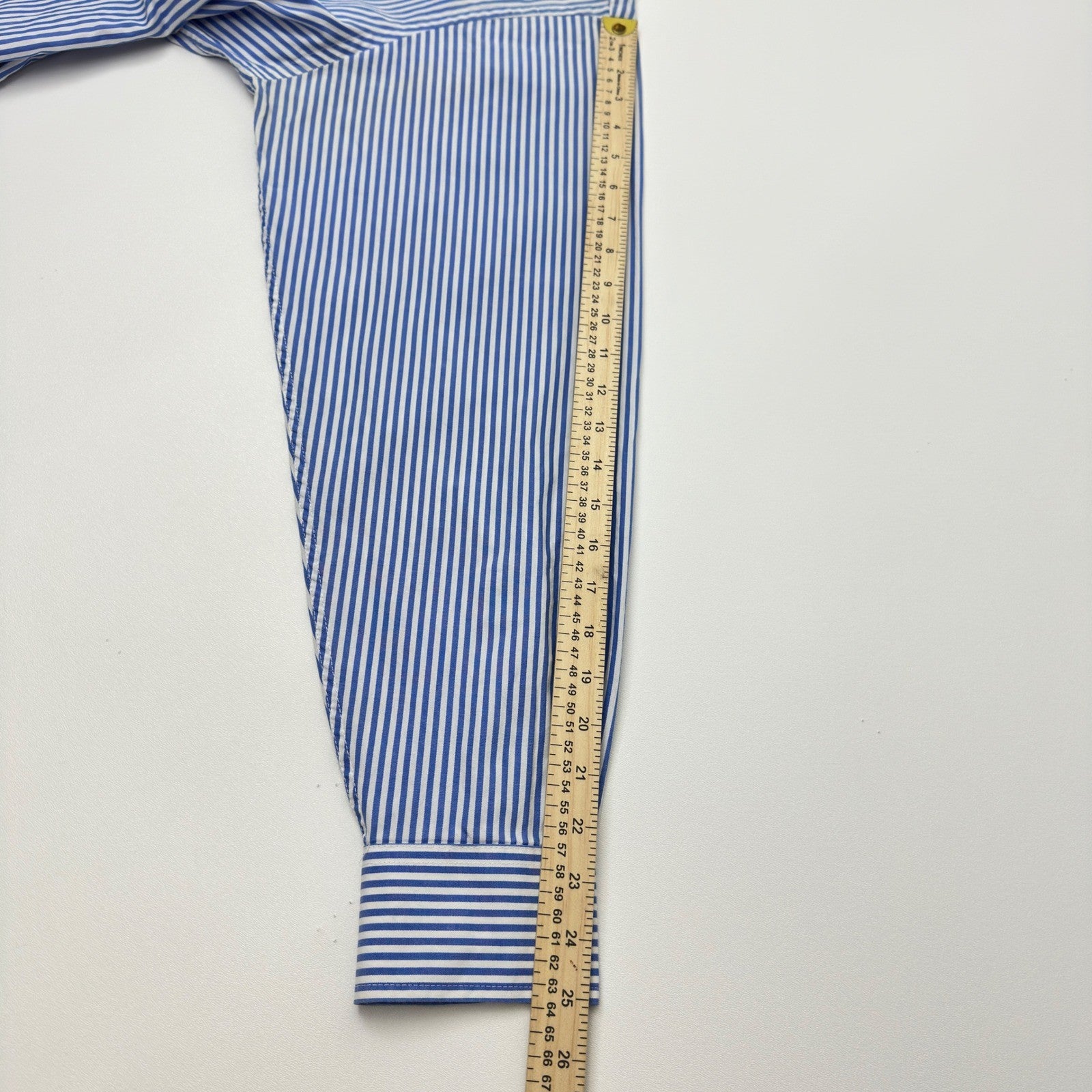 IZOD Luxury Sport Mens Blue White Striped 80s 2-Ply Pinpoint Cotton Shirt L by IZOD