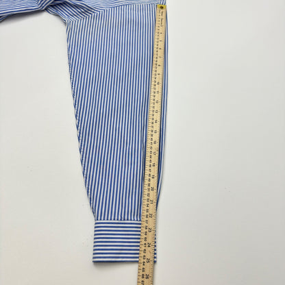 IZOD Luxury Sport Mens Blue White Striped 80s 2-Ply Pinpoint Cotton Shirt L by IZOD