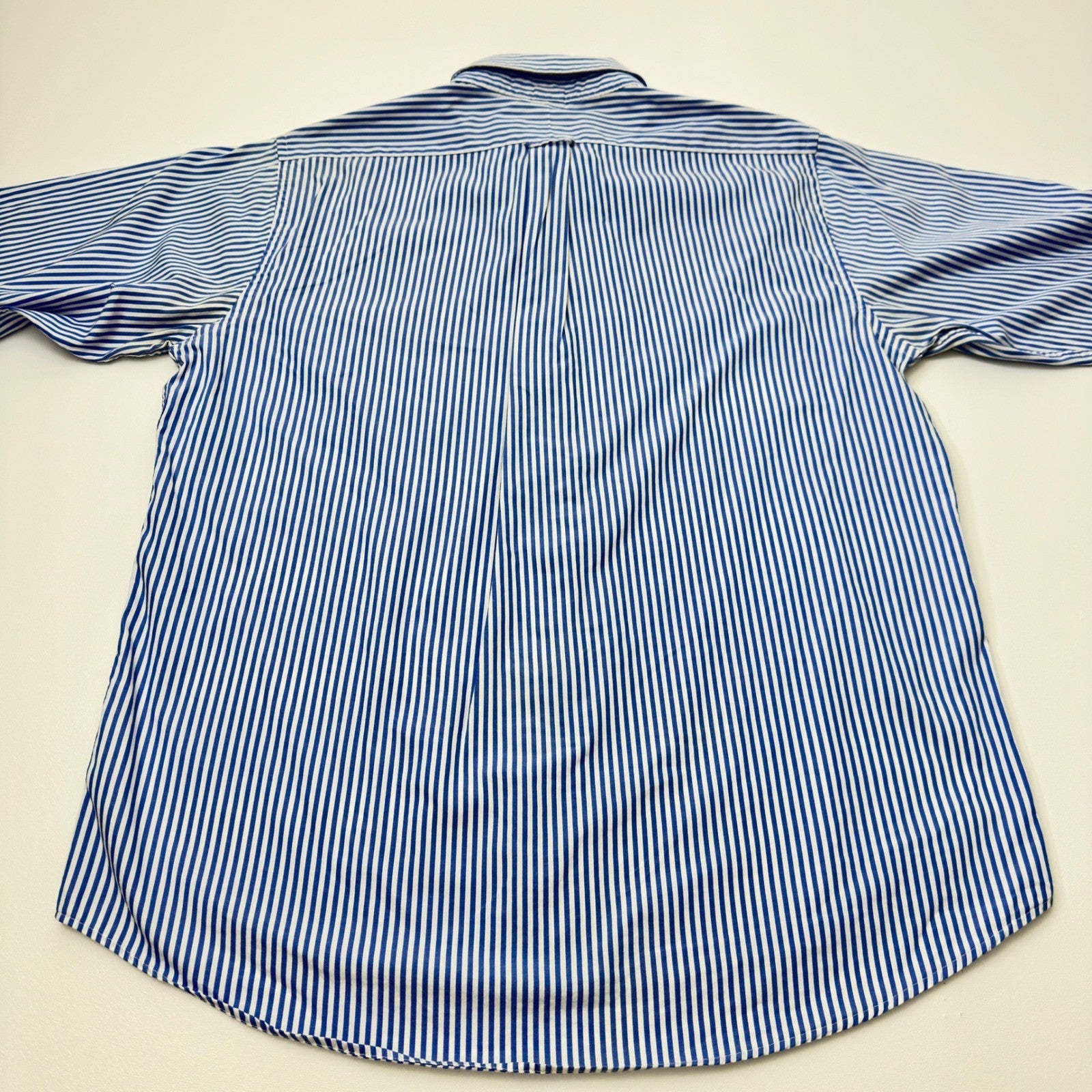 IZOD Luxury Sport Mens Blue White Striped 80s 2-Ply Pinpoint Cotton Shirt L by IZOD