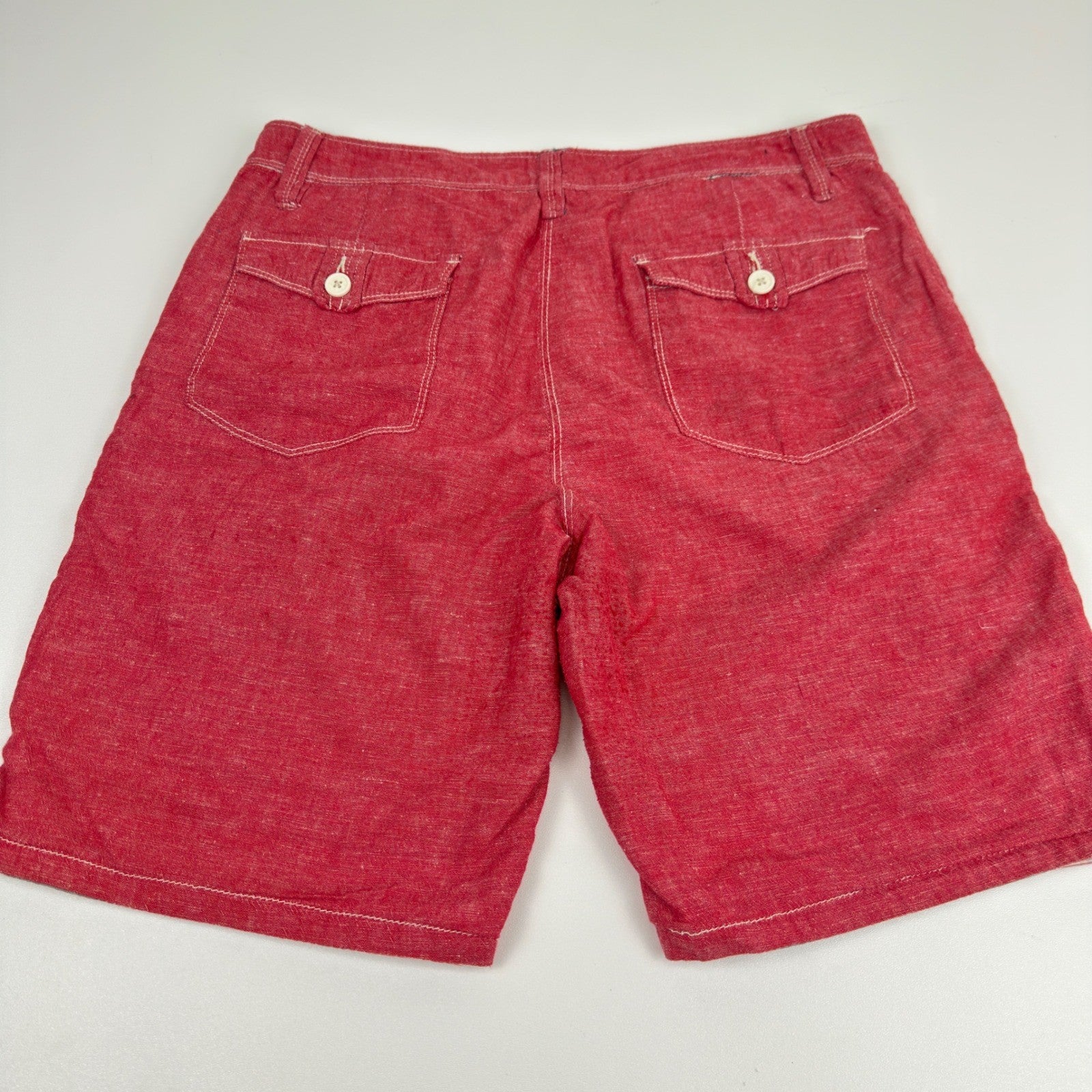 Howe Mens Reversible Shorts Red Solid Striped Casual Summer Size 35 by Howe