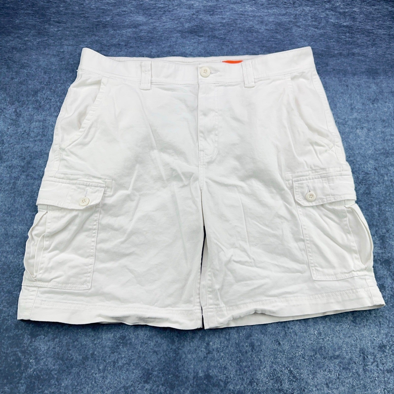 St Johns Bay Mens White Comfort Stretch Cargo Shorts Size 38 Cotton Blend by St. John's Bay