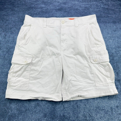 St Johns Bay Mens White Comfort Stretch Cargo Shorts Size 38 Cotton Blend by St. John's Bay