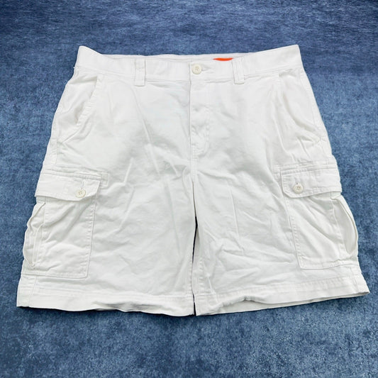 St Johns Bay Mens White Comfort Stretch Cargo Shorts Size 38 Cotton Blend by St. John's Bay