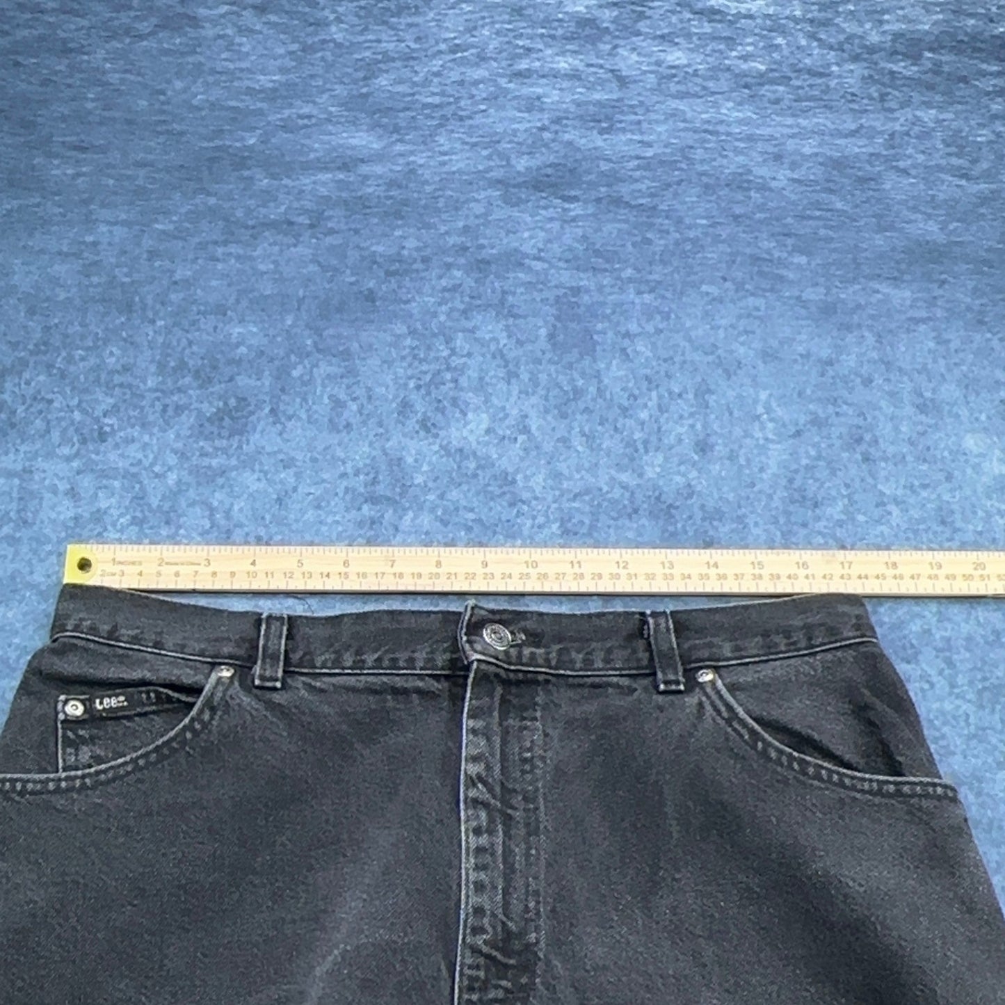 Lee Vintage 90s High Waisted Mom Jeans Faded Black Tapered Leg 18W Med USA Made by Lee