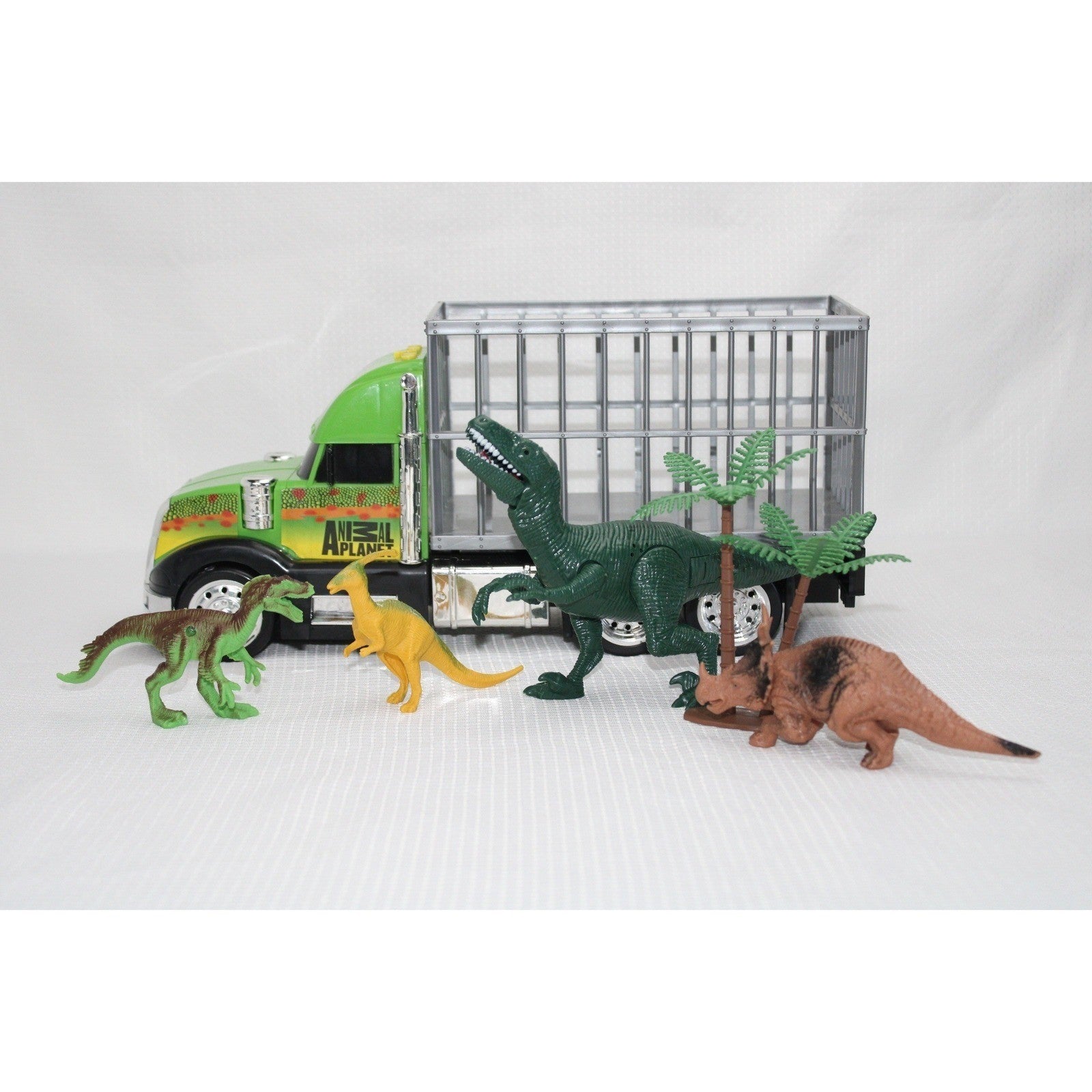 Animal Planet Dinosaur Transport Truck Playset 4 Figures Accessories 14" by Animal Planet