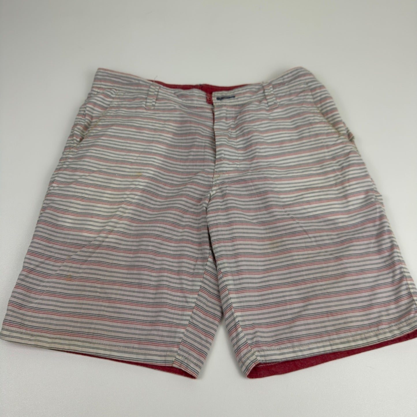 Howe Mens Reversible Shorts Red Solid Striped Casual Summer Size 35 by Howe