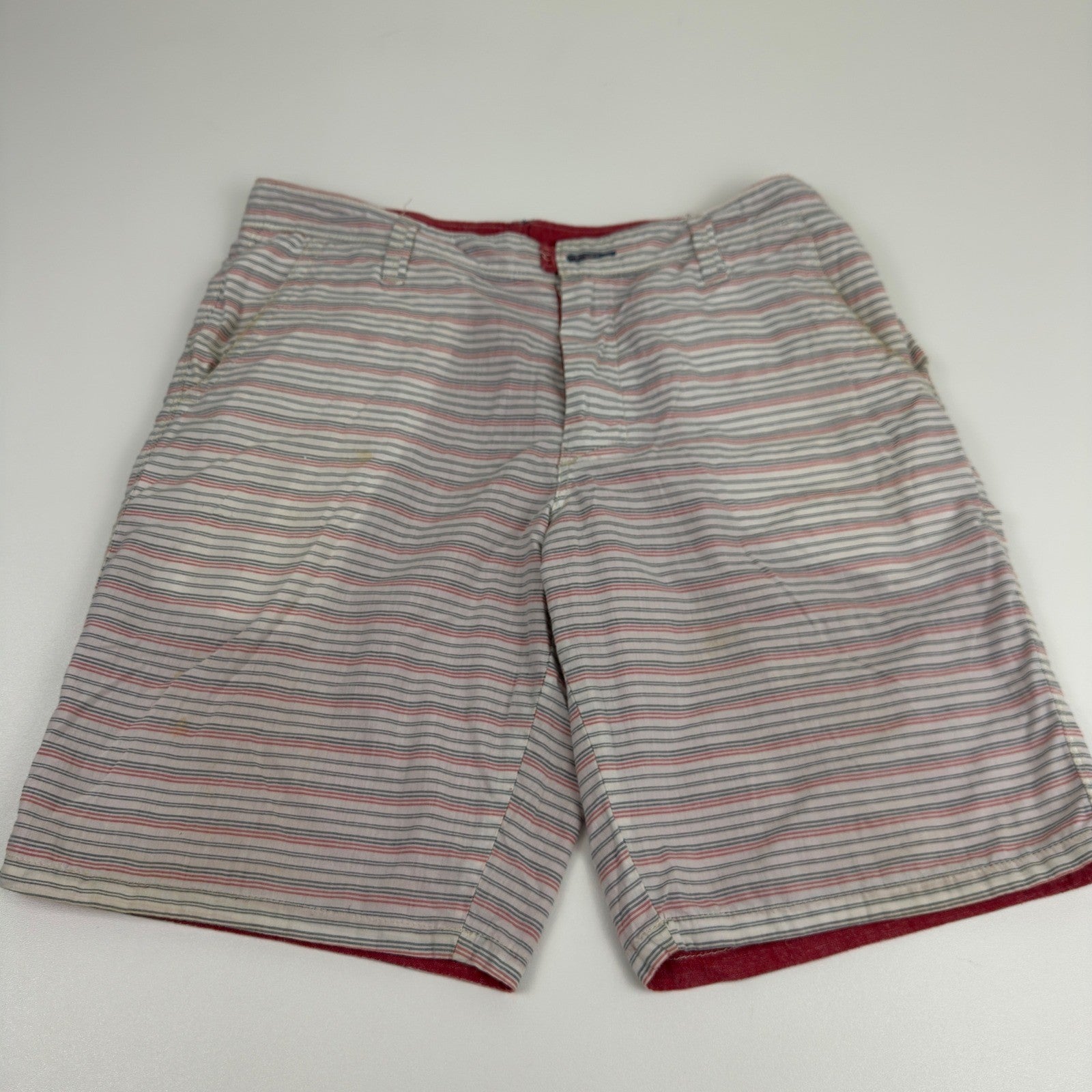 Howe Mens Reversible Shorts Red Solid Striped Casual Summer Size 35 by Howe