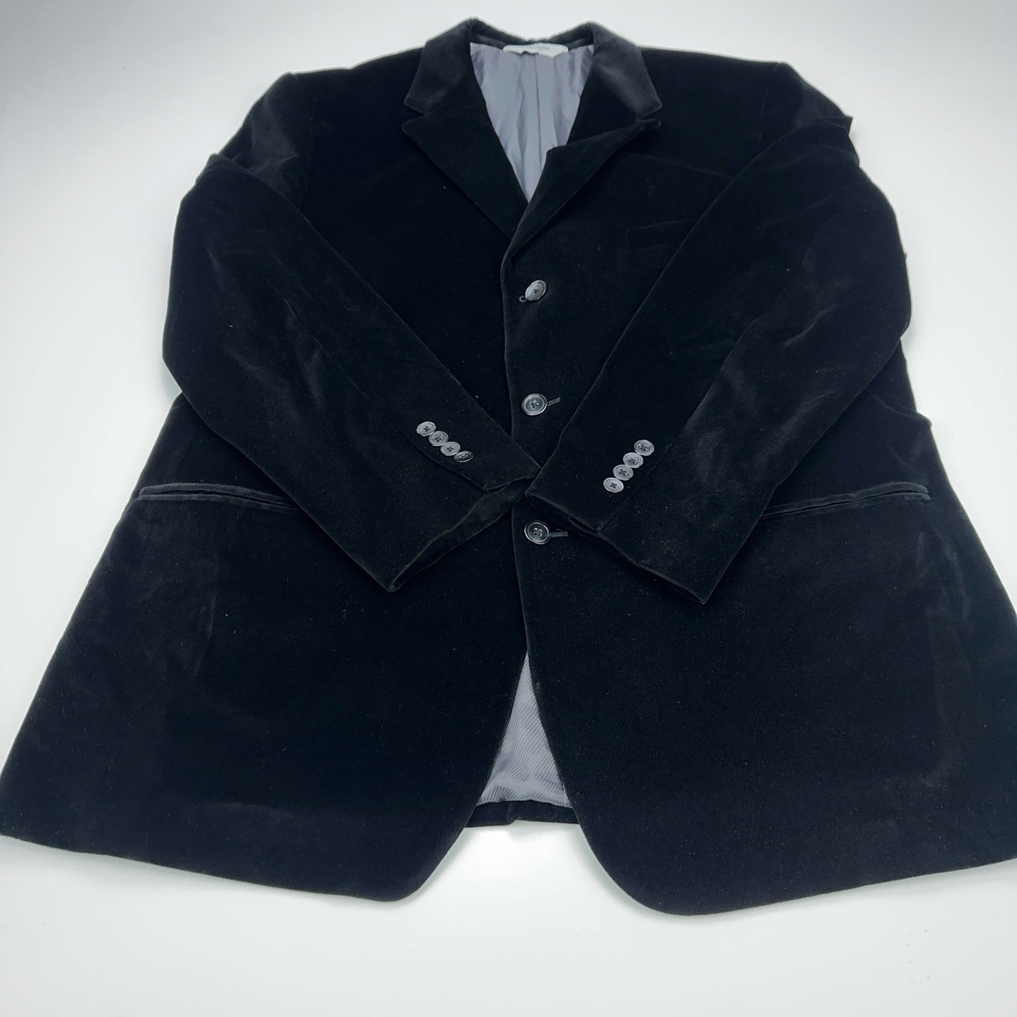Linea Uomo Mens Black Velvet Blazer 3 Button Sport Coat Jacket 46 REG Cotton by Linea Uomo