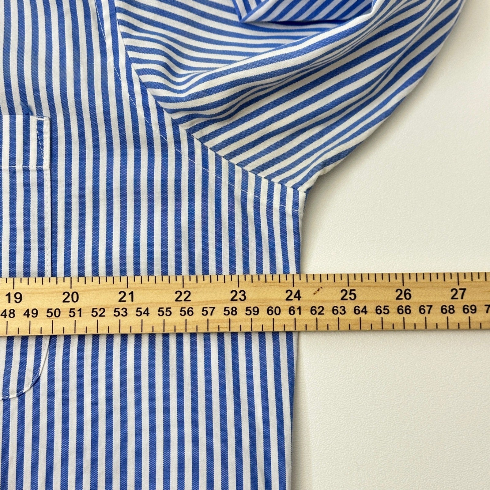 IZOD Luxury Sport Mens Blue White Striped 80s 2-Ply Pinpoint Cotton Shirt L by IZOD