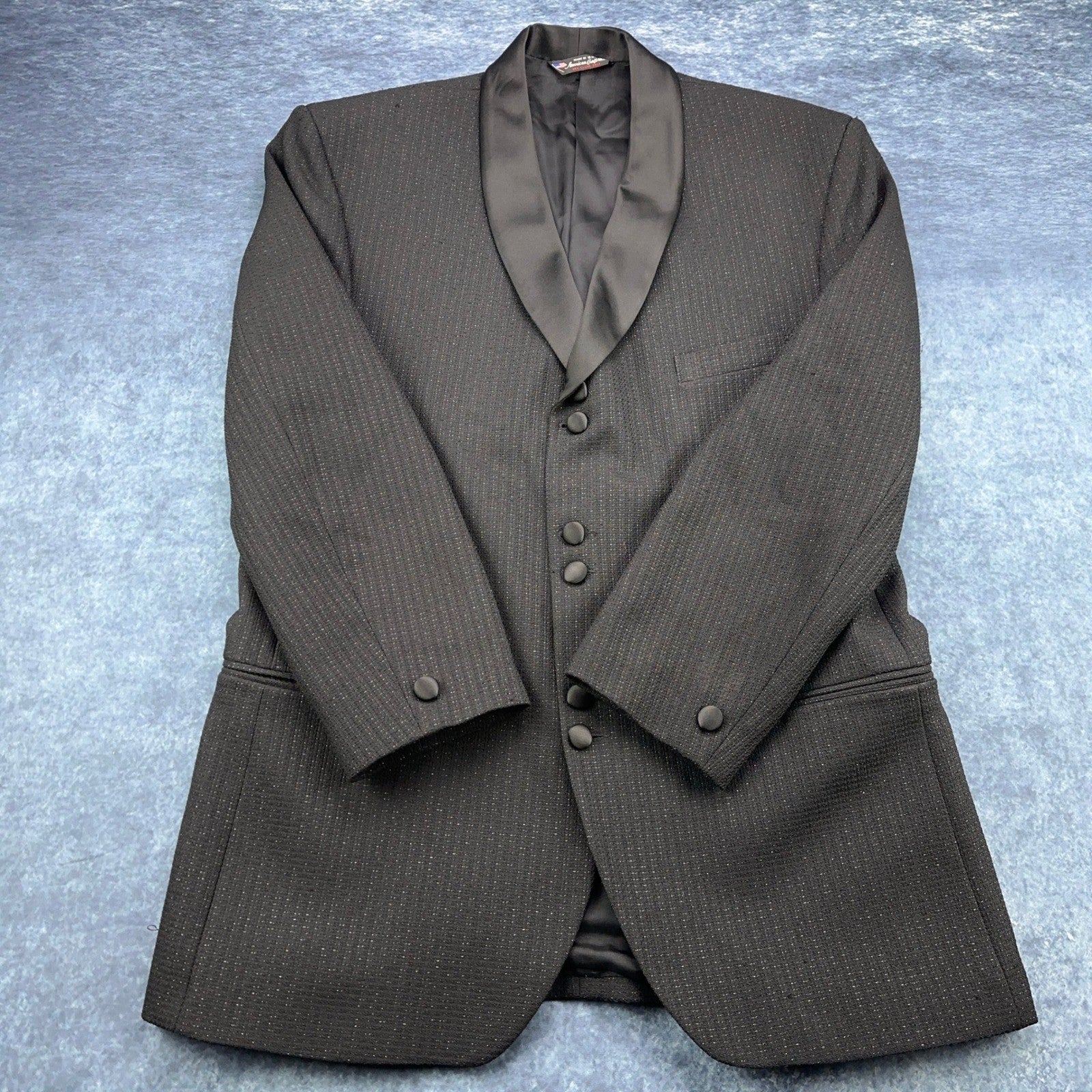 Tailored by Bonacci Mens Black Textured Pinstripe Tuxedo Suit Shawl Lapel USA by Buysaavy