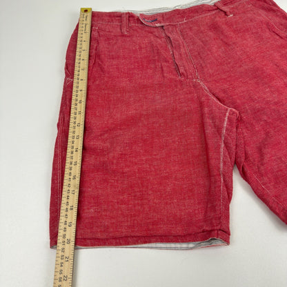 Howe Mens Reversible Shorts Red Solid Striped Casual Summer Size 35 by Howe