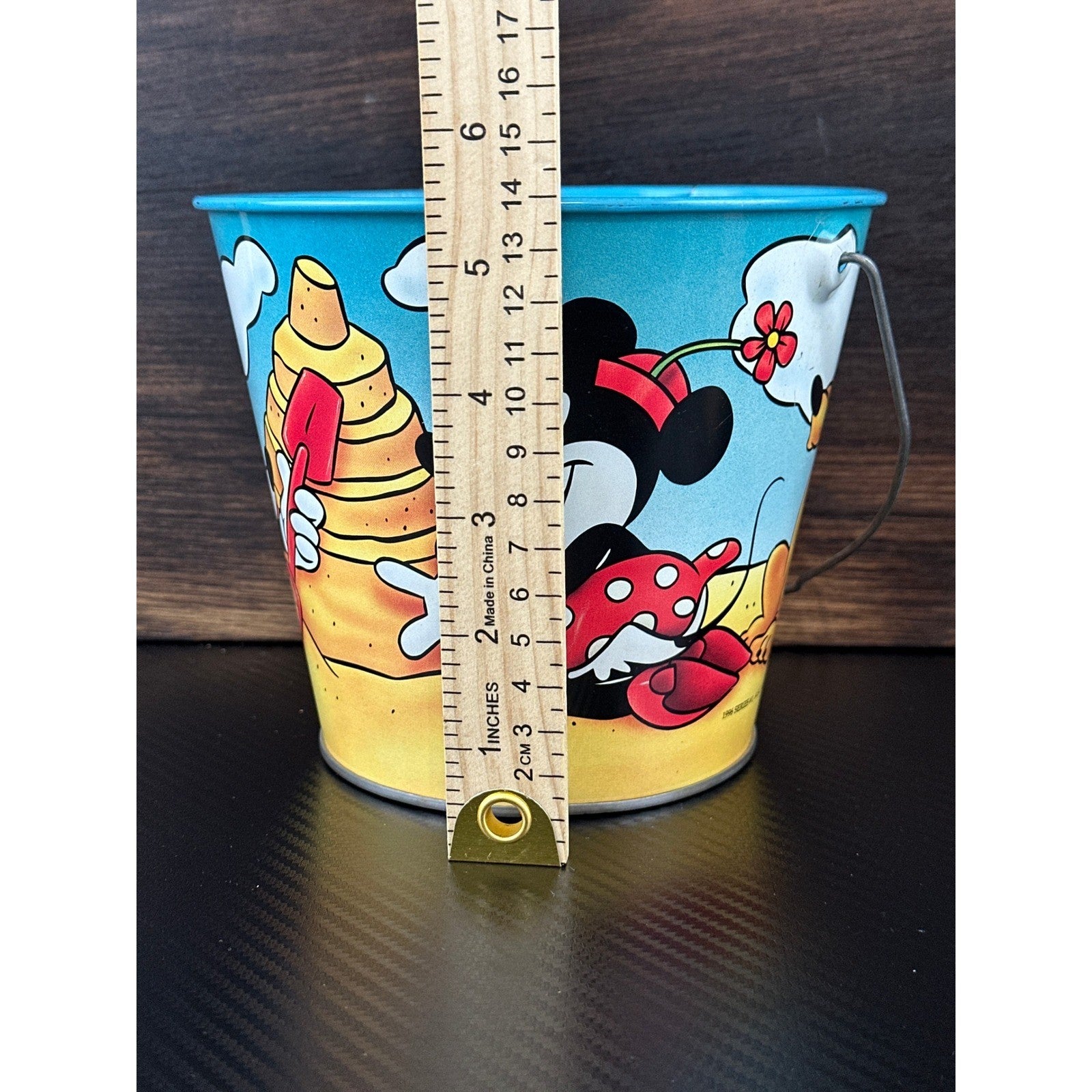 Vintage 1996 Disney Mickey Minnie Pluto Tin Sand Pail Beach Bucket Series 1 ASC by Disney