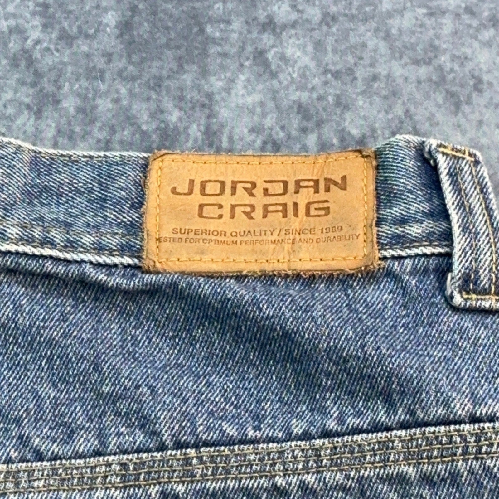 Jordan Craig Mens Baggy Denim Shorts Blue Sandblasted Fade Size 36 Y2K Jorts by Jordan Craig