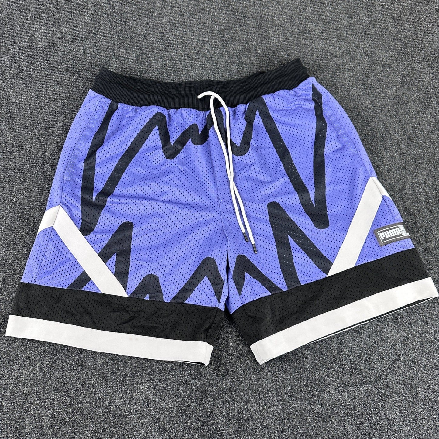 Puma Mens Basketball Shorts Purple Black White Graphic Mesh 530508-06 Size Large by PUMA