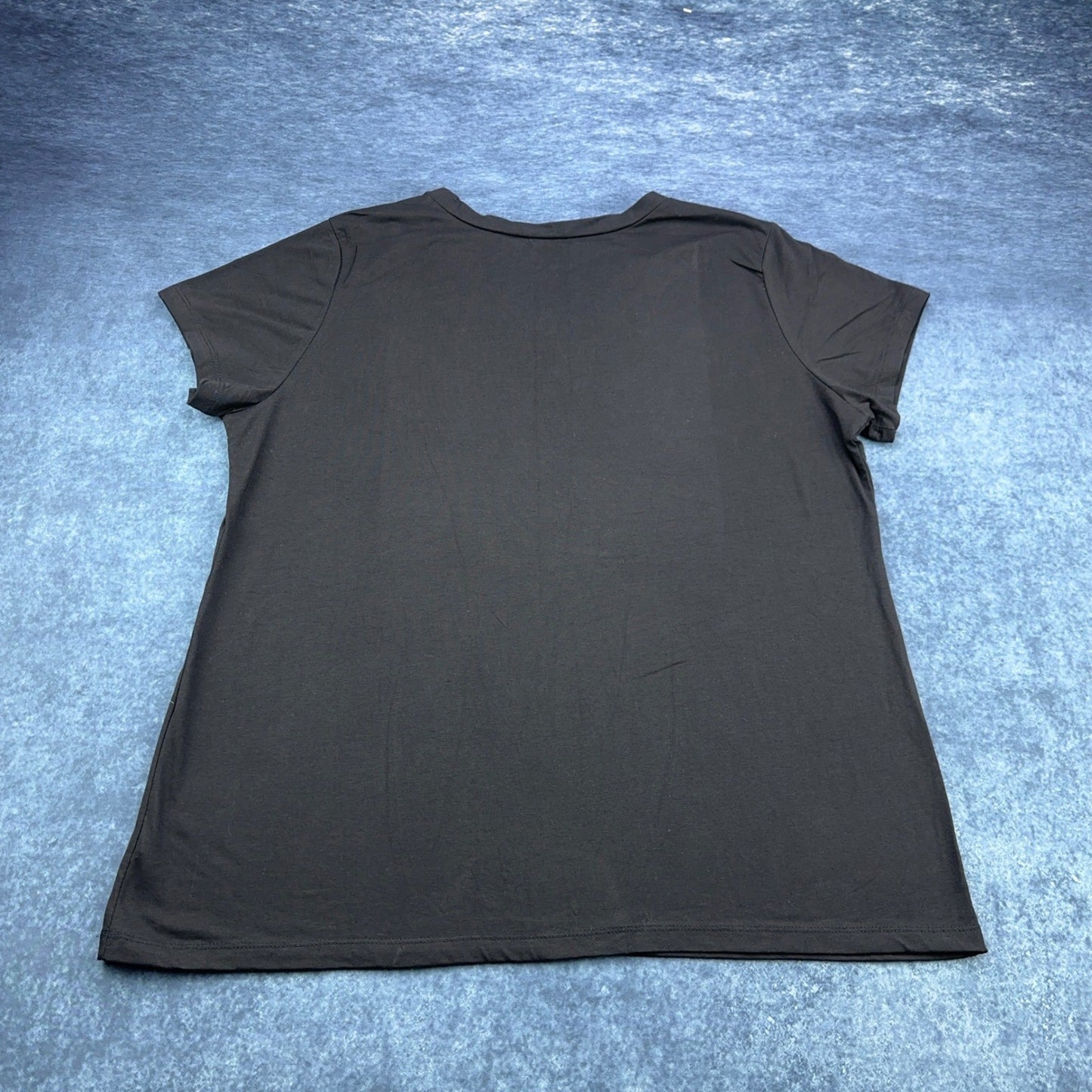 Mix & Co Womens Plus Size 2X Black V-Neck Short Sleeve Cotton Blend Tee Shirt by mix & co.