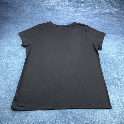 Mix & Co Womens Plus Size 2X Black V-Neck Short Sleeve Cotton Blend Tee Shirt by mix & co.