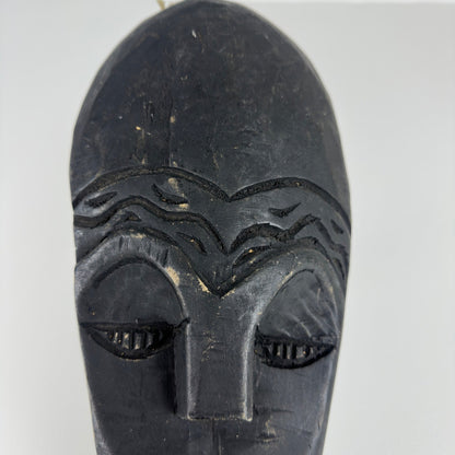 Handmade Ghana African Tribal Mask Set 3 Wood Brass Inlay Wall Decor Black Gold by African Arts & Crafts Int'l
