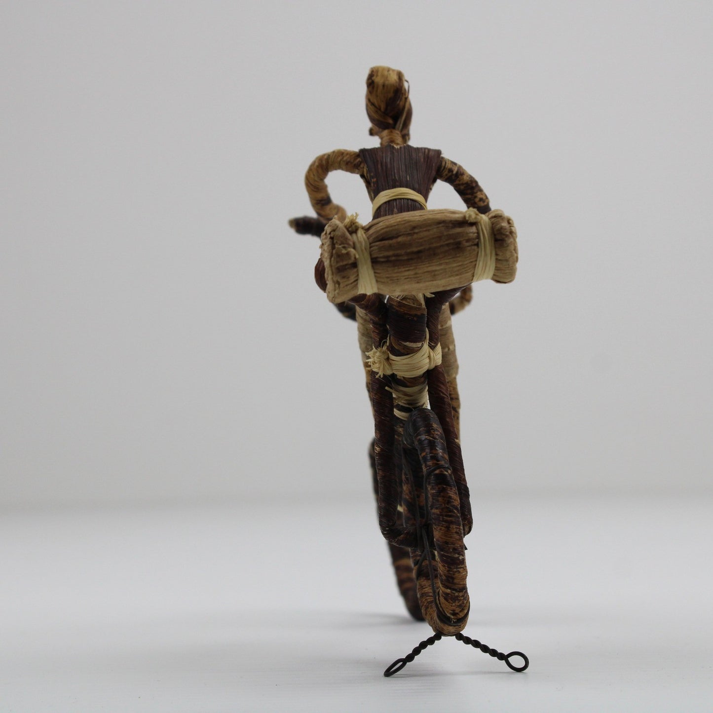 Handcrafted African Banana Fiber Bicycle Cyclist Sculpture Folk Art Figurine by Buysaavy