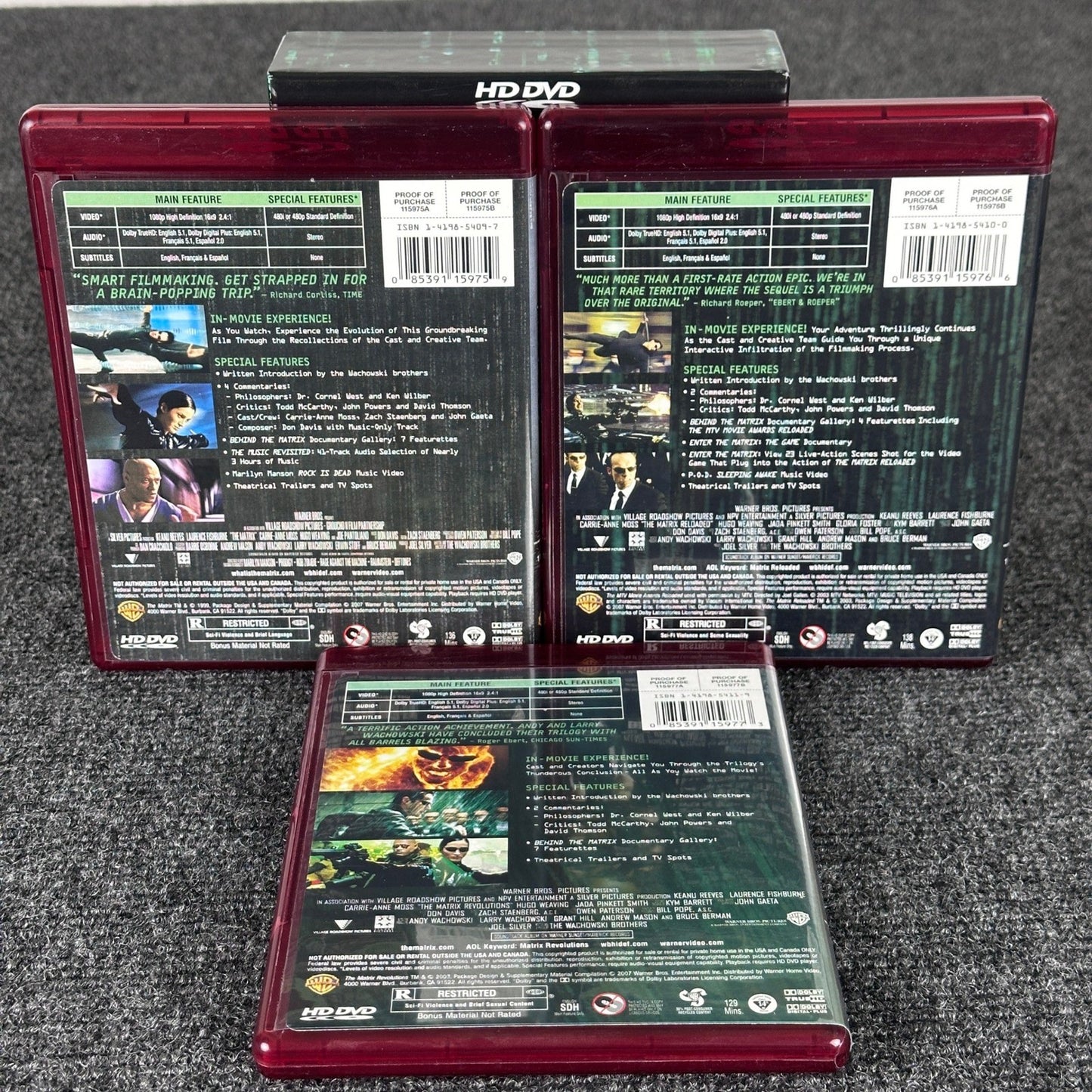 The Complete Matrix Trilogy HD DVD Box Set 3-Disc 1080p Warner Bros 2007 Rare by Buysaavy