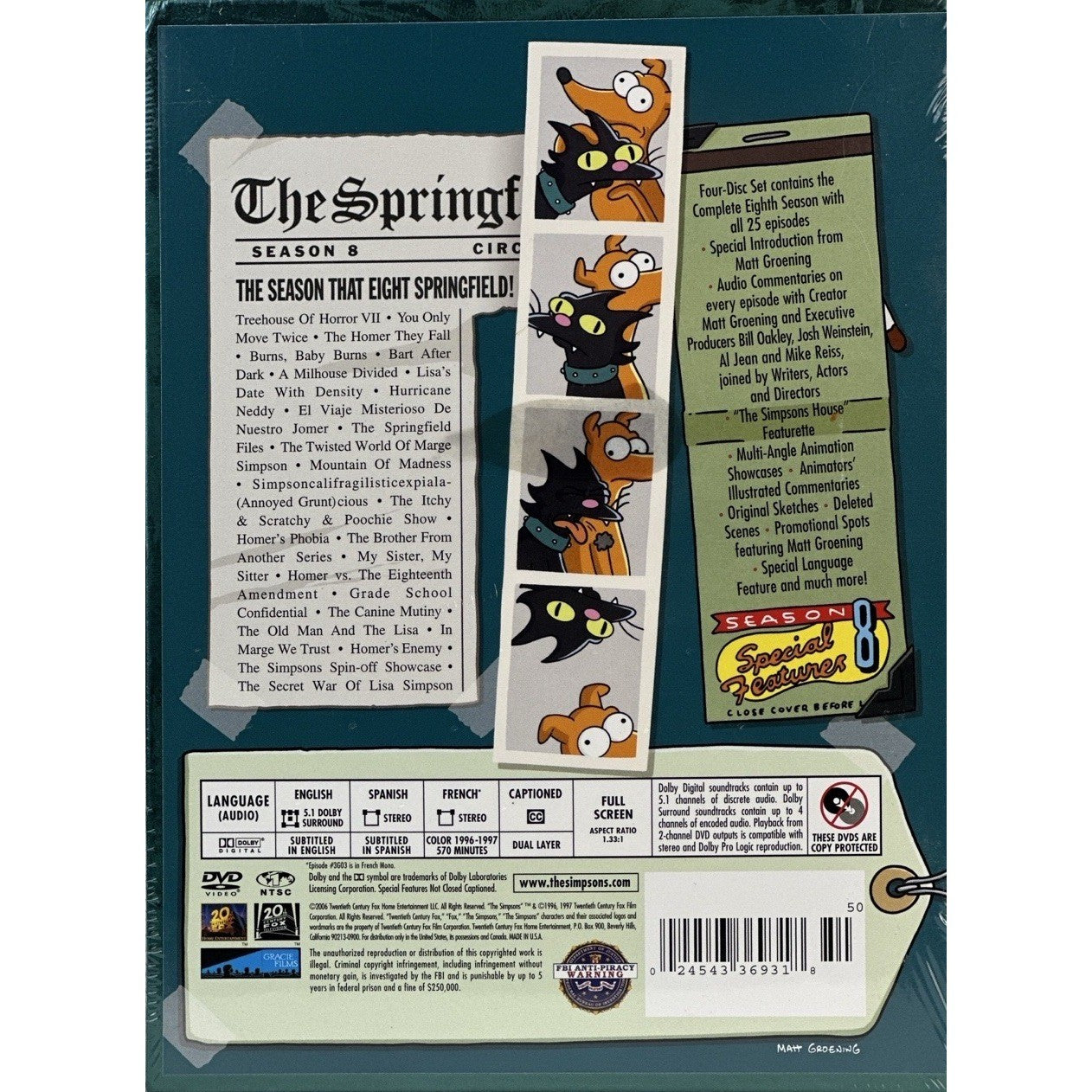 The Simpsons Complete Eighth Season DVD Collector's Edition Sealed by Buysaavy