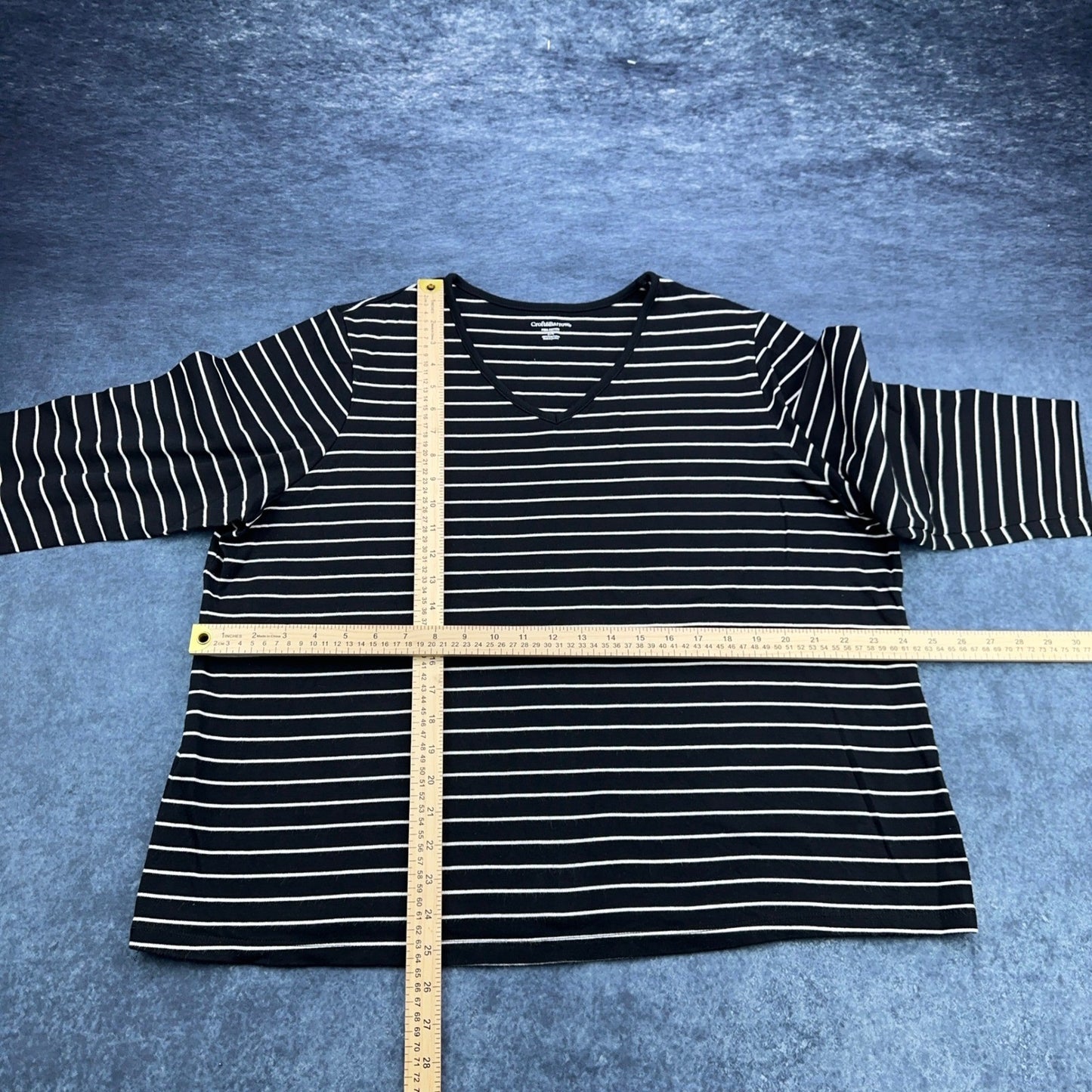 Croft & Barrow V-Neck Shirt - Pima Cotton Black White by Croft & Barrow