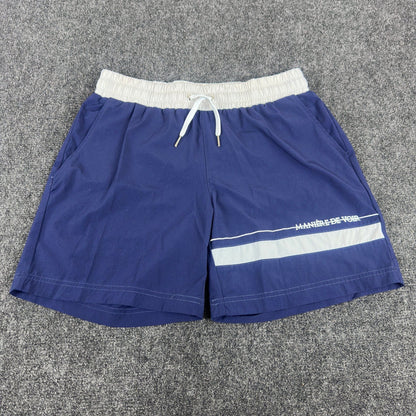Maniere De Voir Mens Swim Trunks Navy Blue White Stripe Mesh Lined Size L by Maniere De Voir