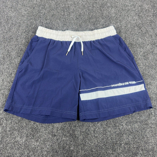 Maniere De Voir Mens Swim Trunks Navy Blue White Stripe Mesh Lined Size L by Maniere De Voir