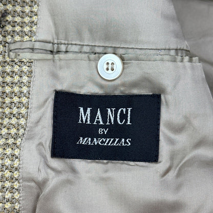 Manci by Mancillas Mens Vintage Micro Check Blazer Sport Coat Brown Tan 42R by Manci by Mancillas