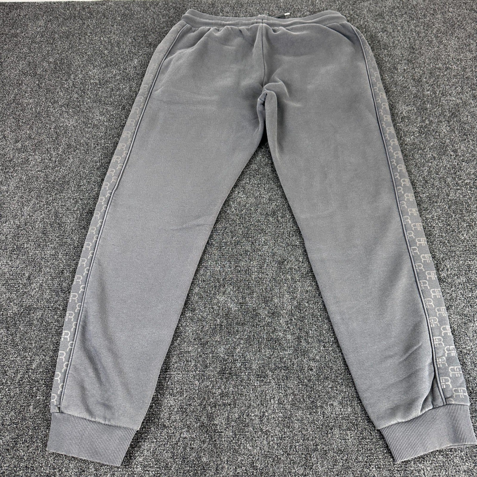 River Island Mens Logo Tape Joggers Charcoal Grey Fleece Sweatpants Large L by River Island