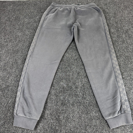 River Island Mens Logo Tape Joggers Charcoal Grey Fleece Sweatpants Large L by River Island