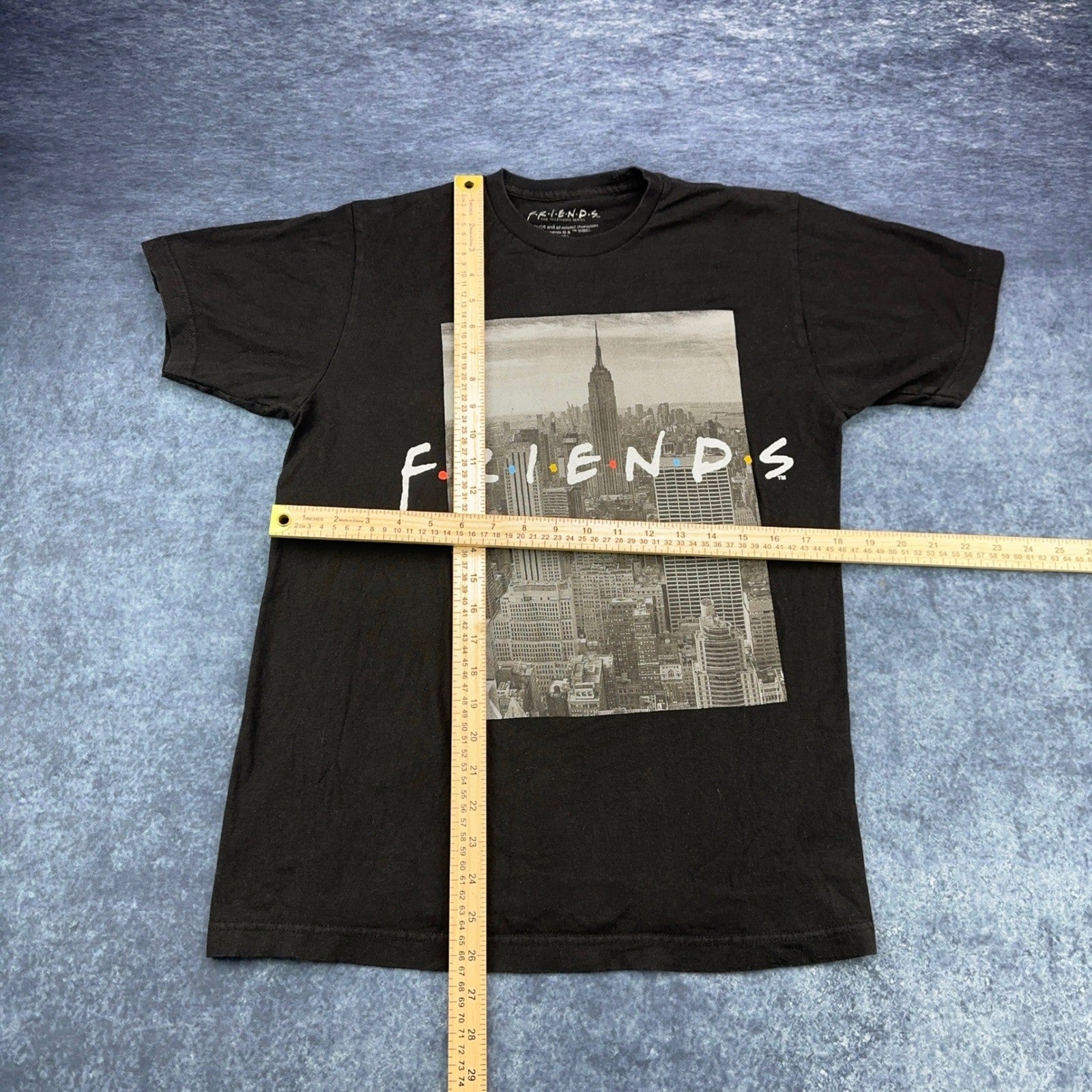 Friends TV Show Graphic T-Shirt Mens Medium Black NYC Skyline Cotton Tee by Friends