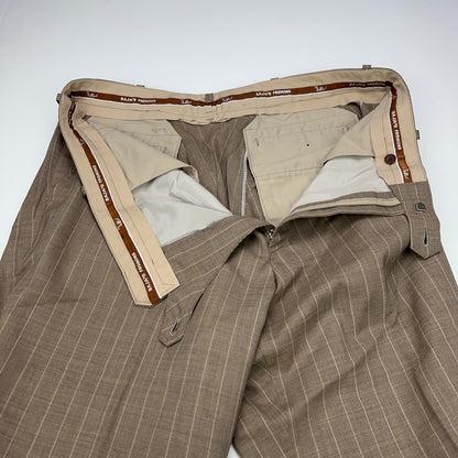 Rajas Fashions Mens Tan Pinstripe Cuffed Dress Pants Trousers 40x28 Bespoke by Raja's Fashions