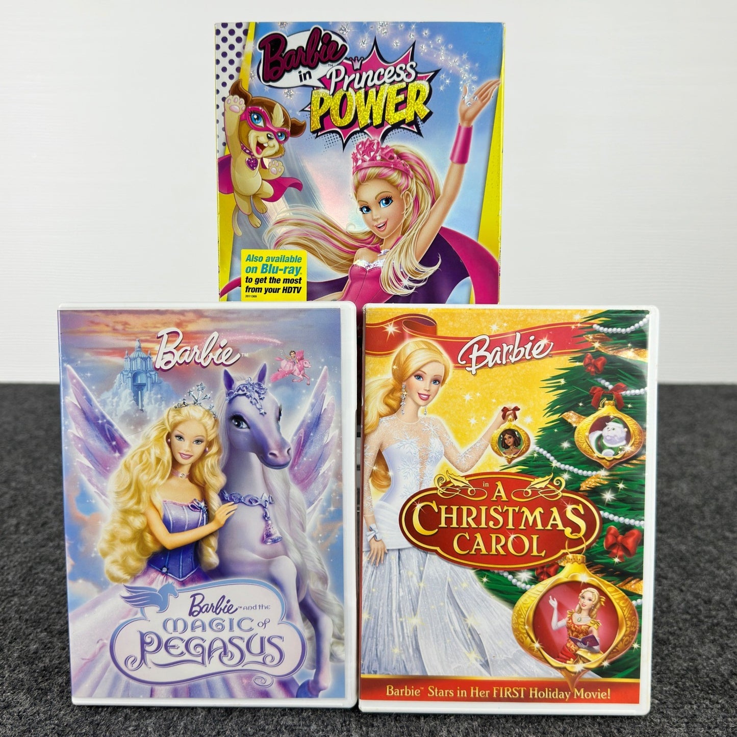 Barbie 3 DVD'S Princess Power Magic of Pegasus A Christmas Carol Animated Movie by Buysaavy