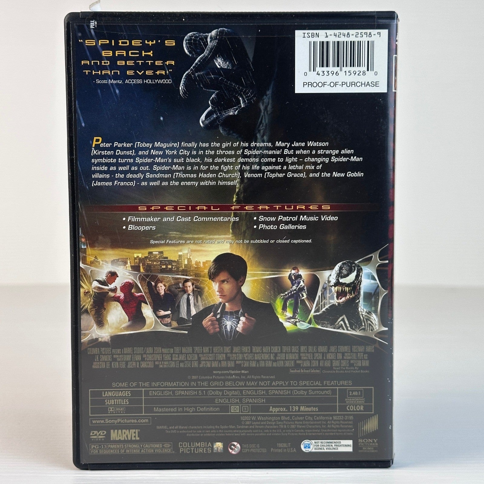 Spider-Man 3 DVD 2007 Widescreen Edition Tobey Maguire Marvel Sam Raimi Venom by Buysaavy