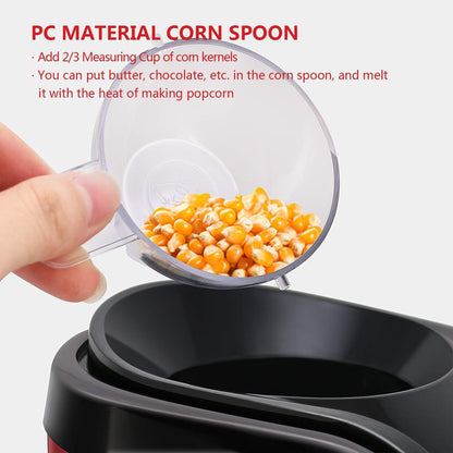 Electric Popcorn Maker Machine - Hot Air Popper with 1200W, No Oil Needed, Healthy and Delicious Snack for Kids, Adults. Great for Holding Parties in Home and Watching Movies with Family