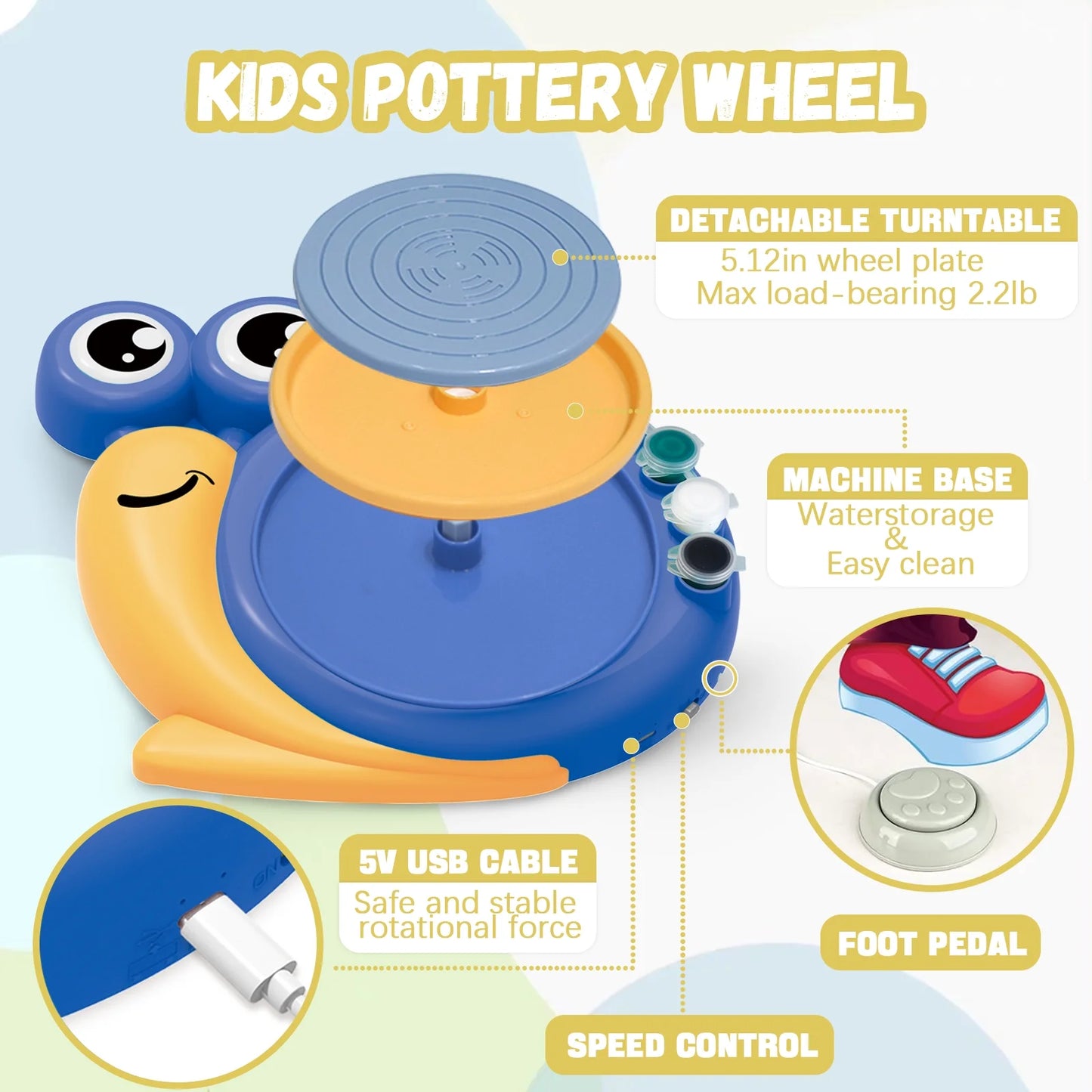 Pottery Wheel for Kids, Complete Pottery Kit for Beginners Girls Boy Toy, Arts and Crafts for Kids Ages 8-12, Clay Kit with Sculpting Tools, Ideal Birthday Halloween Toys