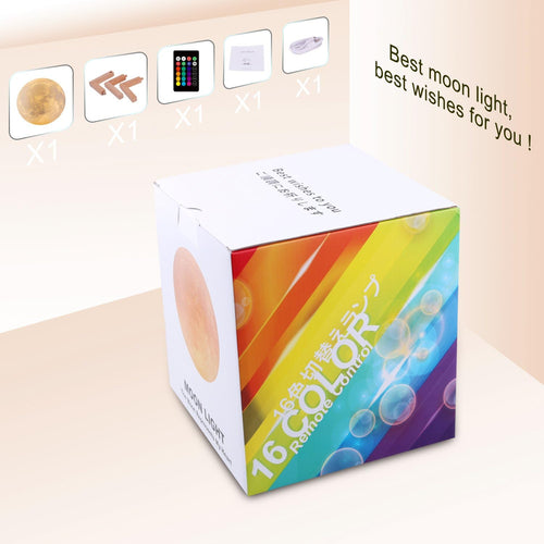 Moon Lamp 16 Colors LED Night Light with Remote & Touch Control, 4.8" 3D Moon Light with Stand, Dimmable Timer, Kids Bedroom Decor, Birthday & Christmas Gift