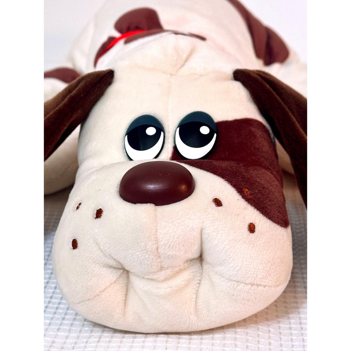 Basic Fun Plush Pound Puppies Dog Brown White Red Collar Soft Toy 2019
