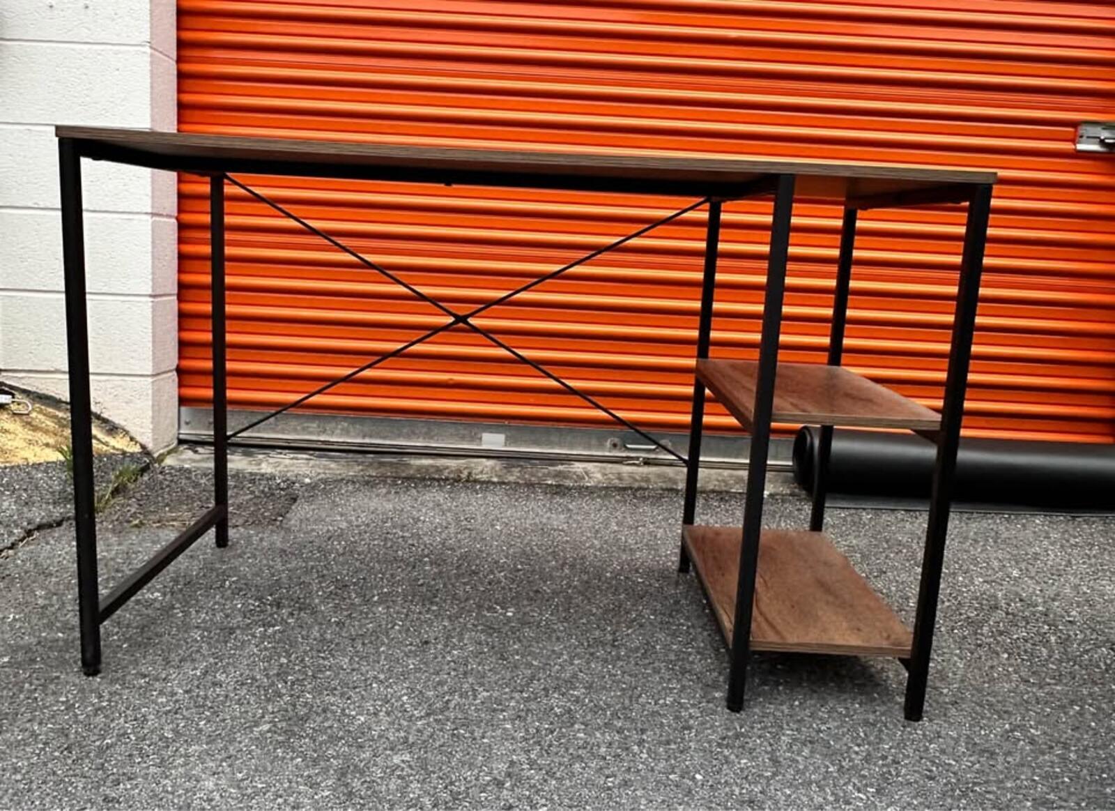 Spacious Wood Desk with Built-In Shelves by Buysaavy