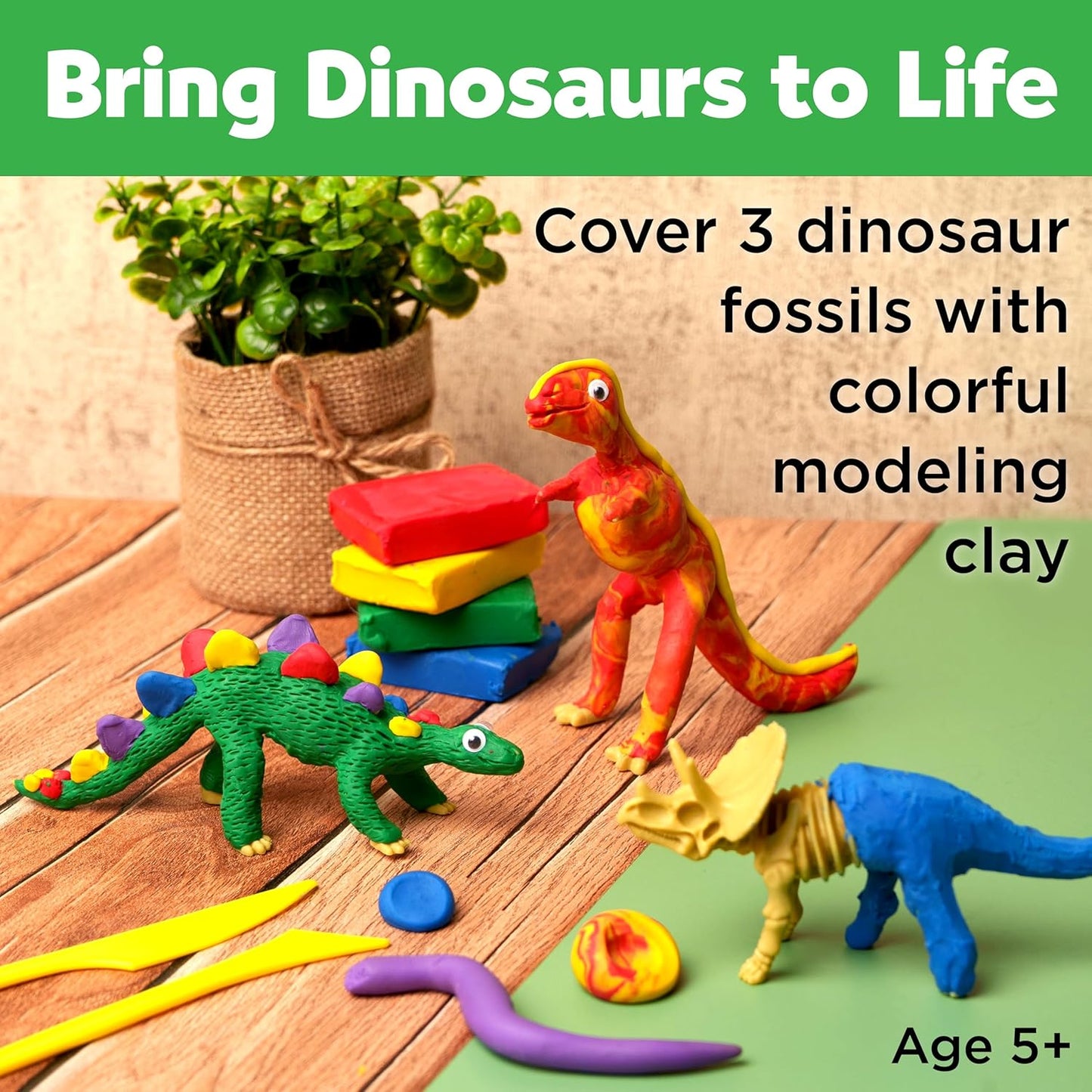 Creativity for Kids Create with Clay Dinosaur Craft Kit (Ages 5+)
