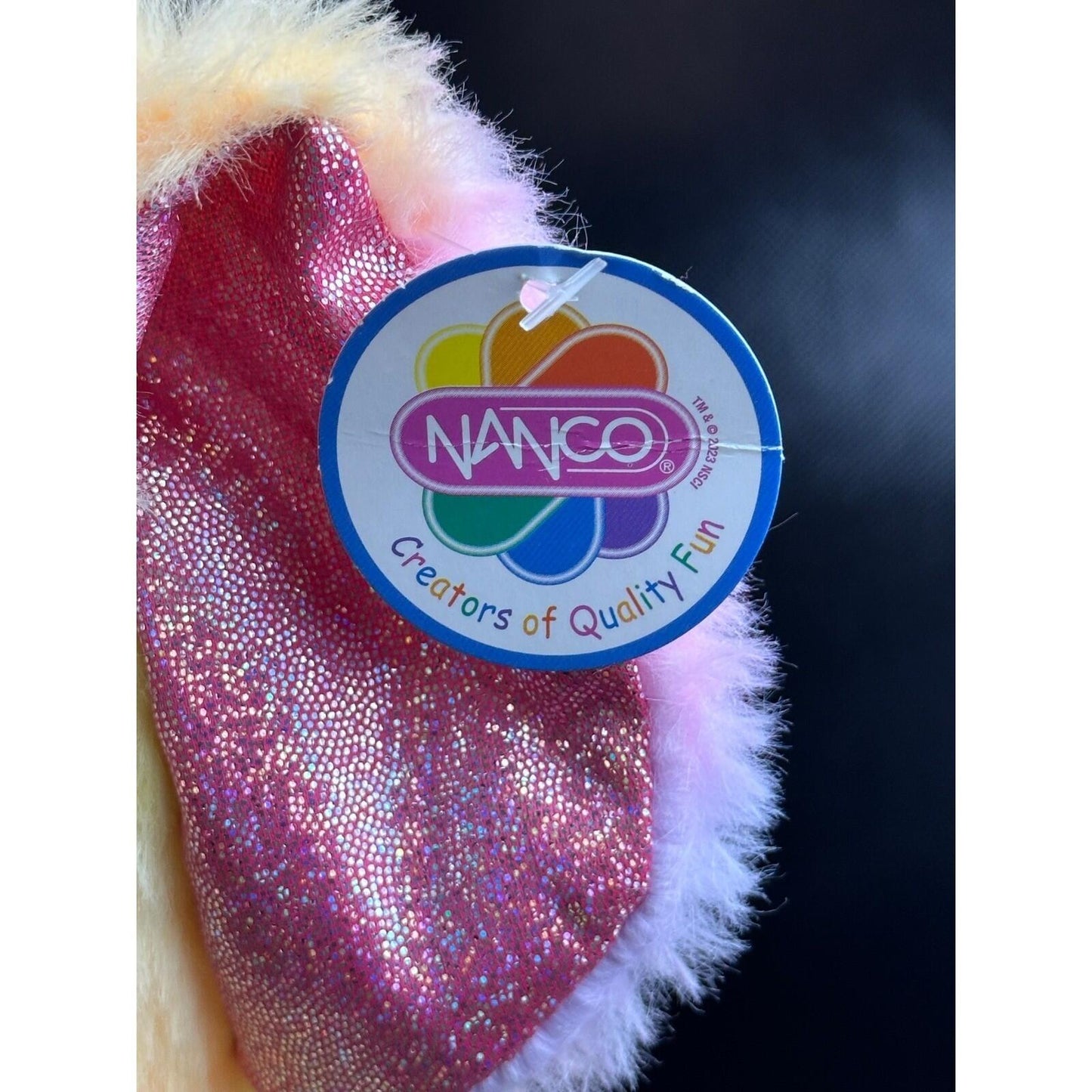 Nanco Rainbow Tie Dye Elephant Plush Stuffed Animal Toy Sparkle Ears Pink