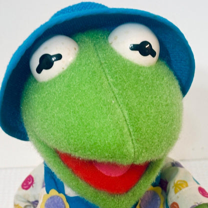 1993 Kid Dimension Kermit the Frog Plush Toy Blue Overalls Hat