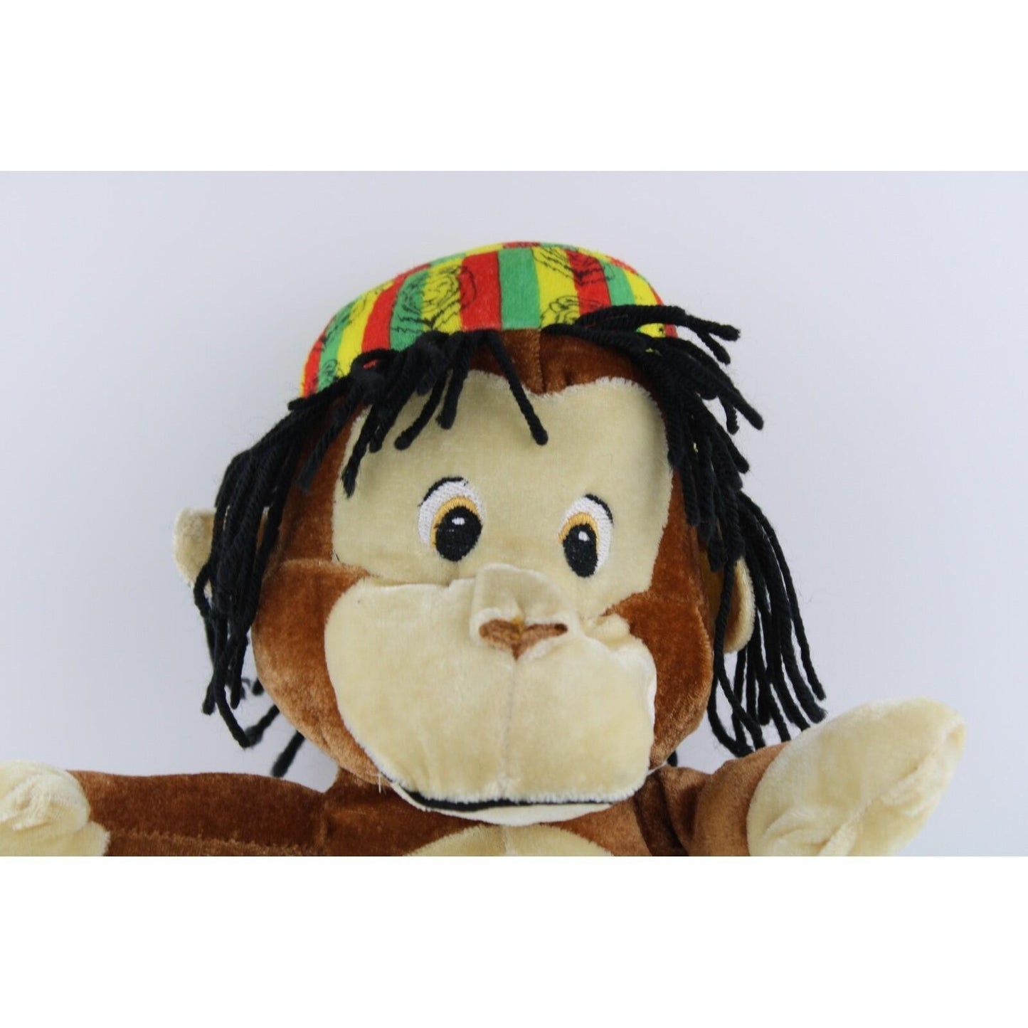 Rasta Monkey Plush Stuffed Animal Reggae Dreadlocks Lion Hat Brown 12 Inch