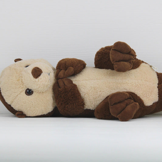 Sea Otter Plush Stuffed Animal Brown Tan Marine Life Floating Pose Toy 15 Inch