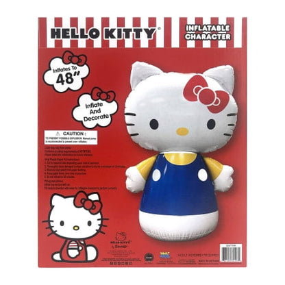 Back of the packaging showing Hello Kitty inflatable with instructions and warnings