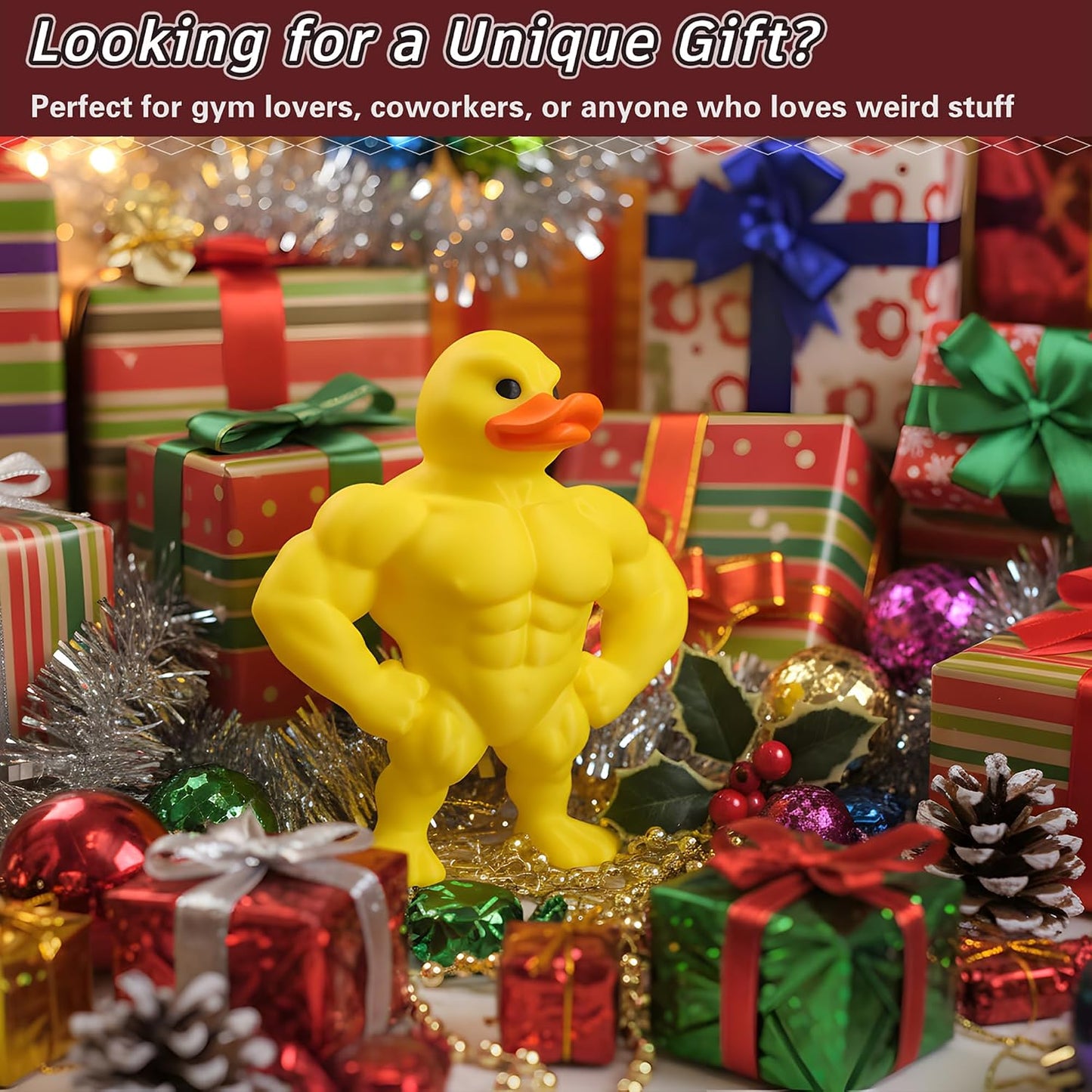 3D Printed Muscle Duck Figurine, Funny Desk Decor Collectible Statue, Muscular Duck Desktop Figurine, Gifts for Gym People, Gym Decor for Men, Bodybuilder Duck Collectible Desktop Sculpture (Medium)