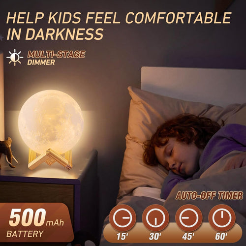 Moon Lamp 16 Colors LED Night Light with Remote & Touch Control, 4.8" 3D Moon Light with Stand, Dimmable Timer, Kids Bedroom Decor, Birthday & Christmas Gift