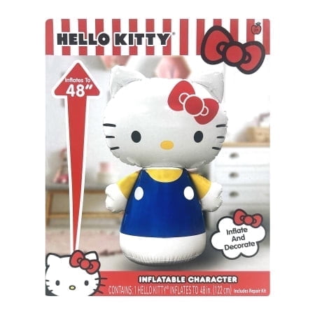 Front view of boxed Hello Kitty inflatable character with clear product details and branding