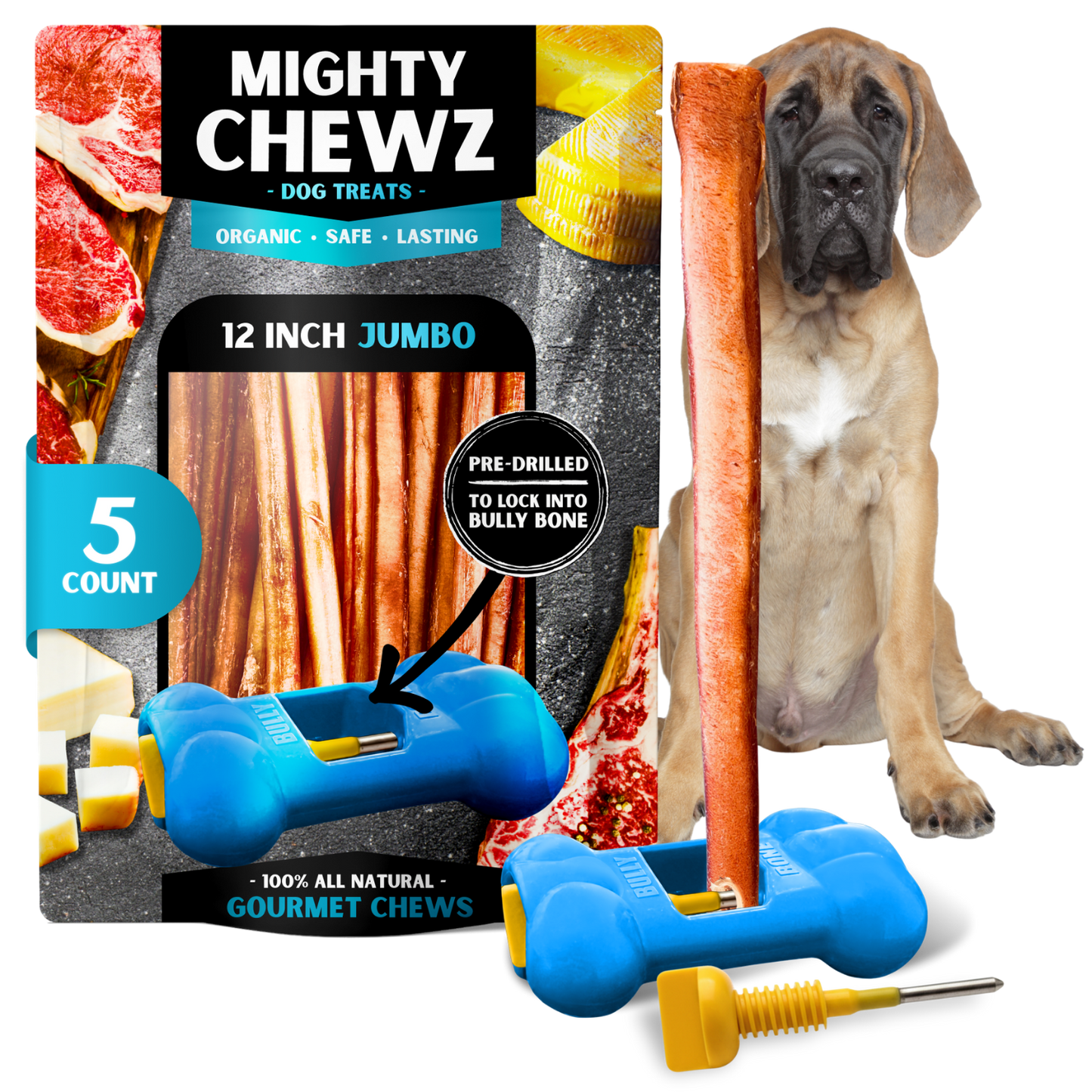 12" Jumbo Bully Sticks - Bully Bone Included