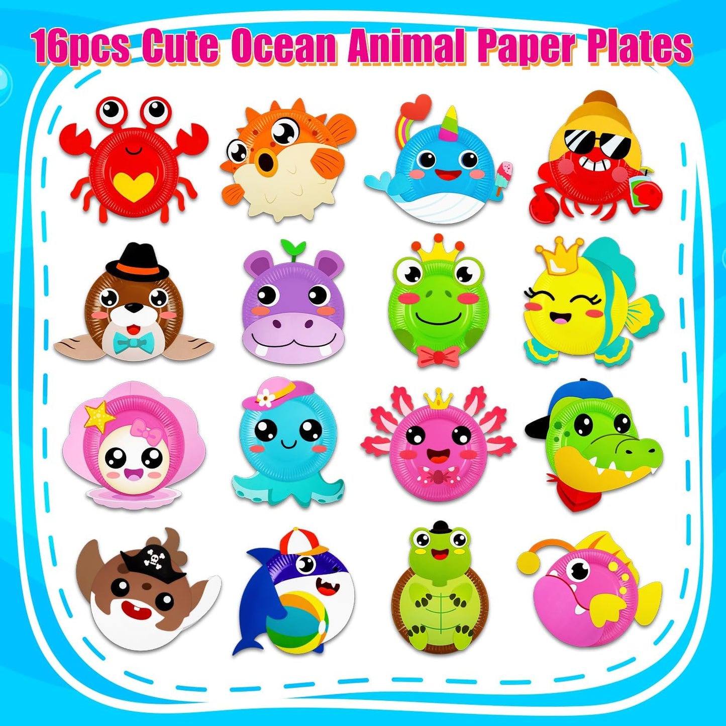 16 Pack Arts and Crafts for Kids Toddler DIY Animal Paper Plate Art Gifts